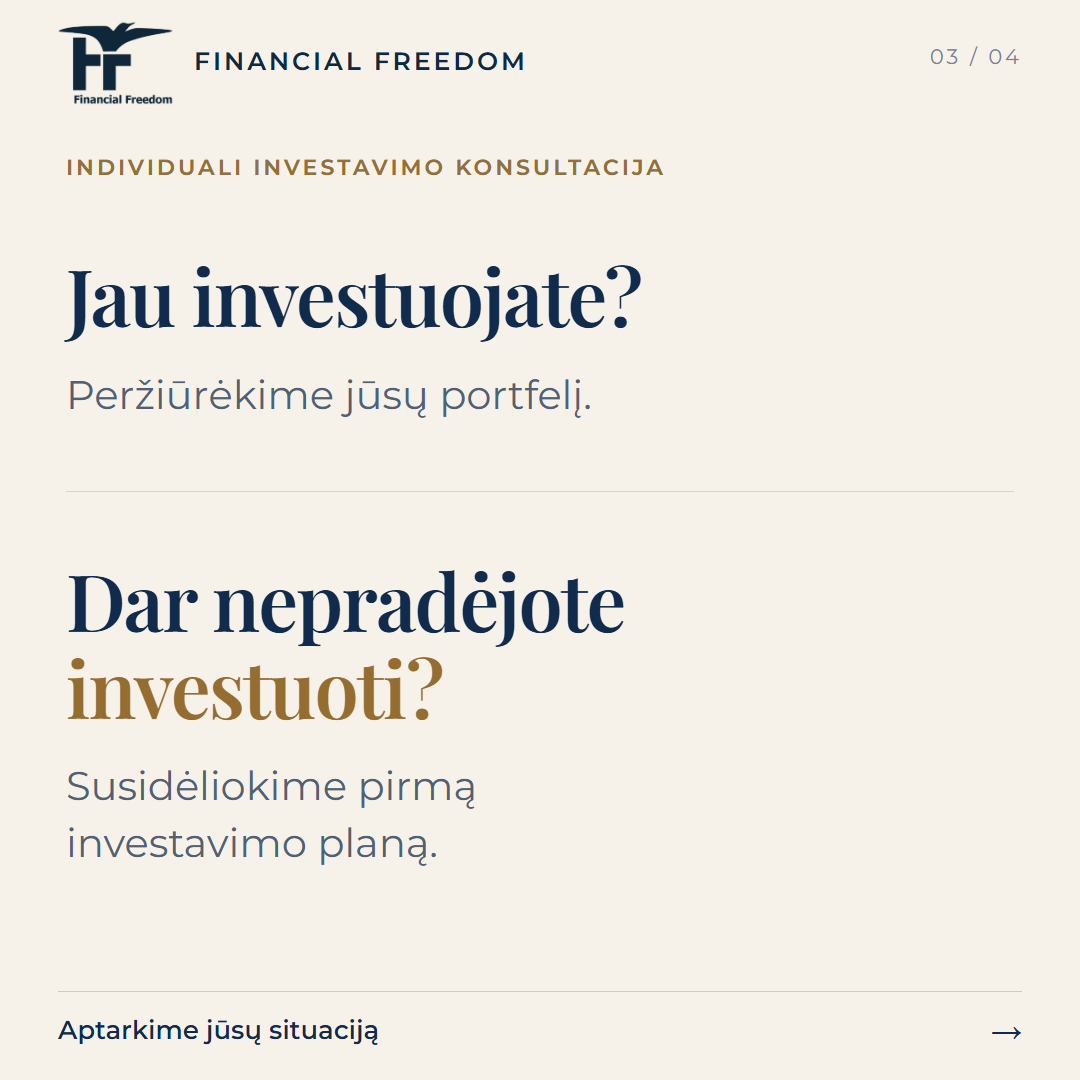 Jau investuojate? Peržiūrėkime jūsų portfelį. Dar nepradėjote investuoti? Susidėliokime pirmą investavimo planą. Aptarkime jūsų situaciją.